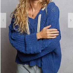 POL Blue Knit Hoodie